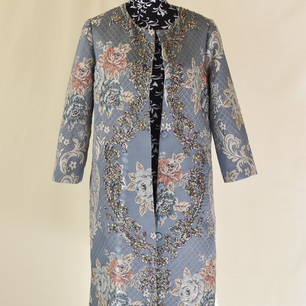 Colorful Lightweight Spring Dinner Jacket - Brocade and Beaded Stunning Coat!